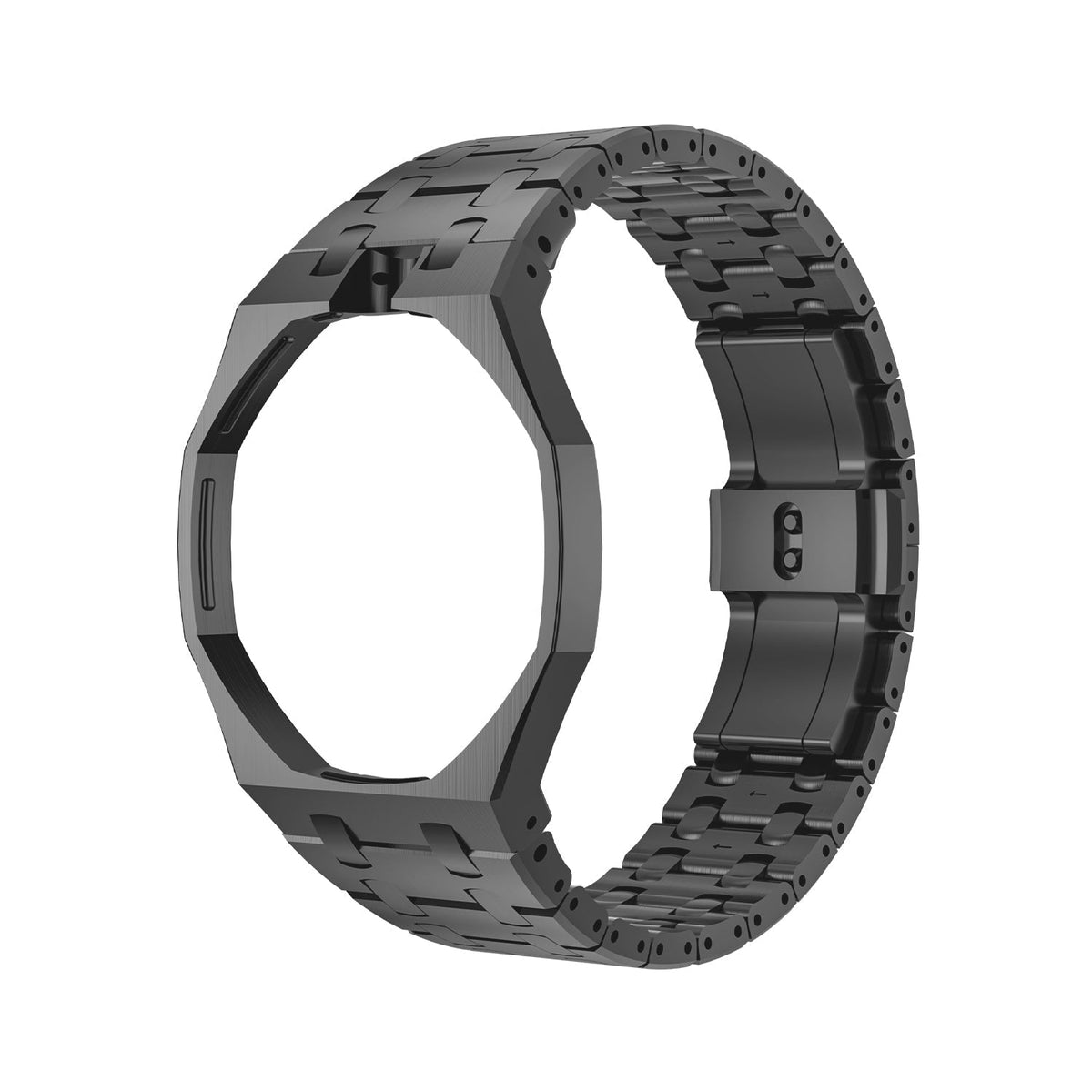 Oak Pop Black Steel Silicone Strap