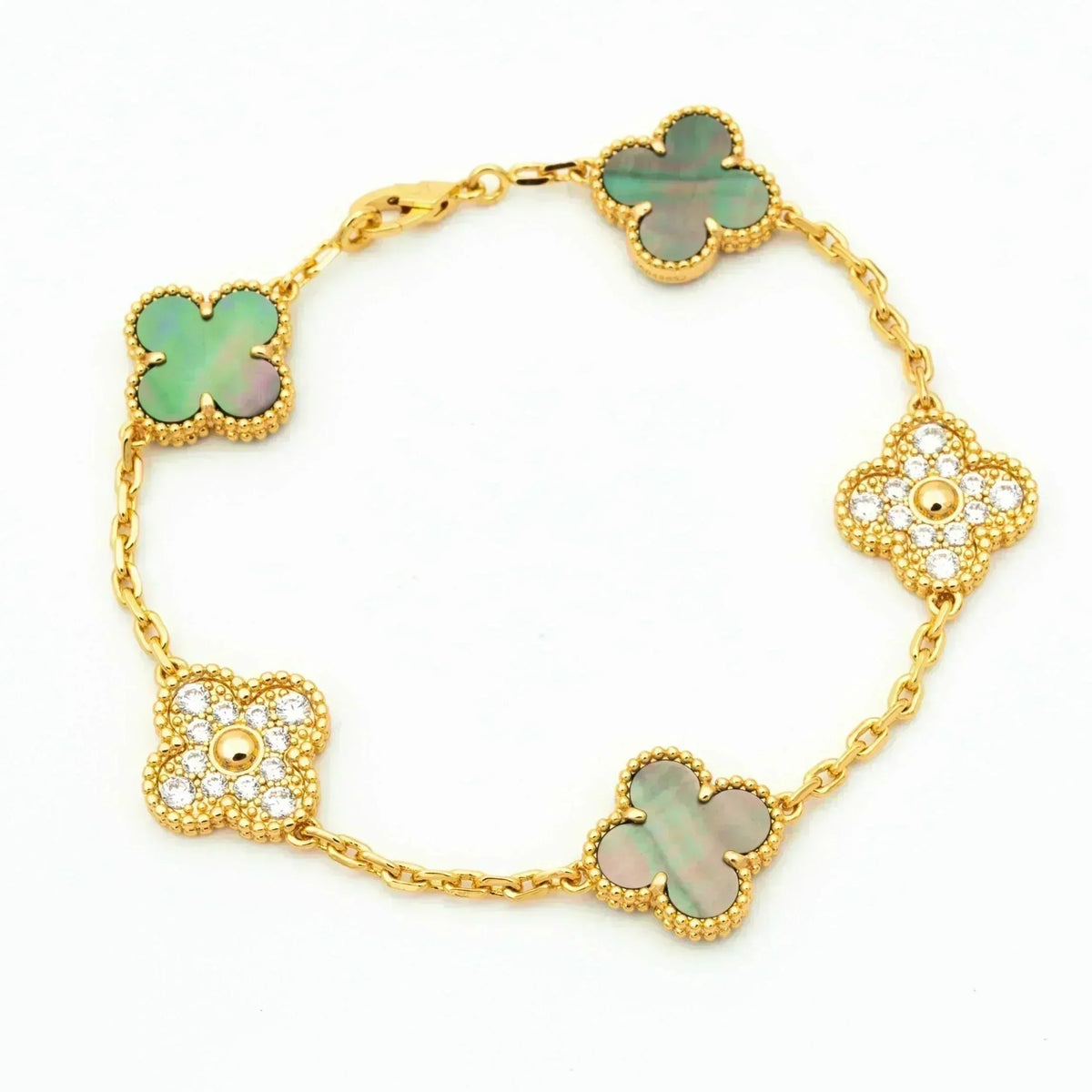 [ECHO ] CLOVER 5 MOTIF GRAY MOP BRACELET COLLECTION