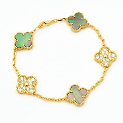 [ECHO ] CLOVER 5 MOTIF GRAY MOP BRACELET COLLECTION
