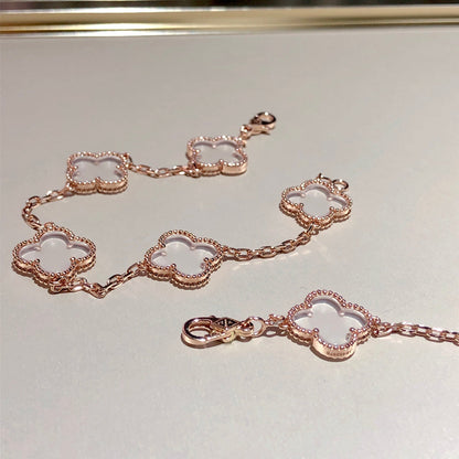 [ECHO ]CLOVER 5 MOTIF ROCK CRYSTAL BRACELET