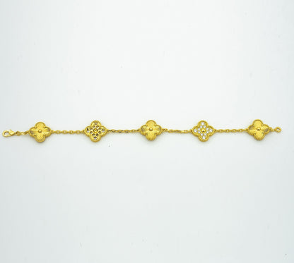 [ECHO ]CLOVER BRACELET 5 MOTIFS GOLD DIAMOND