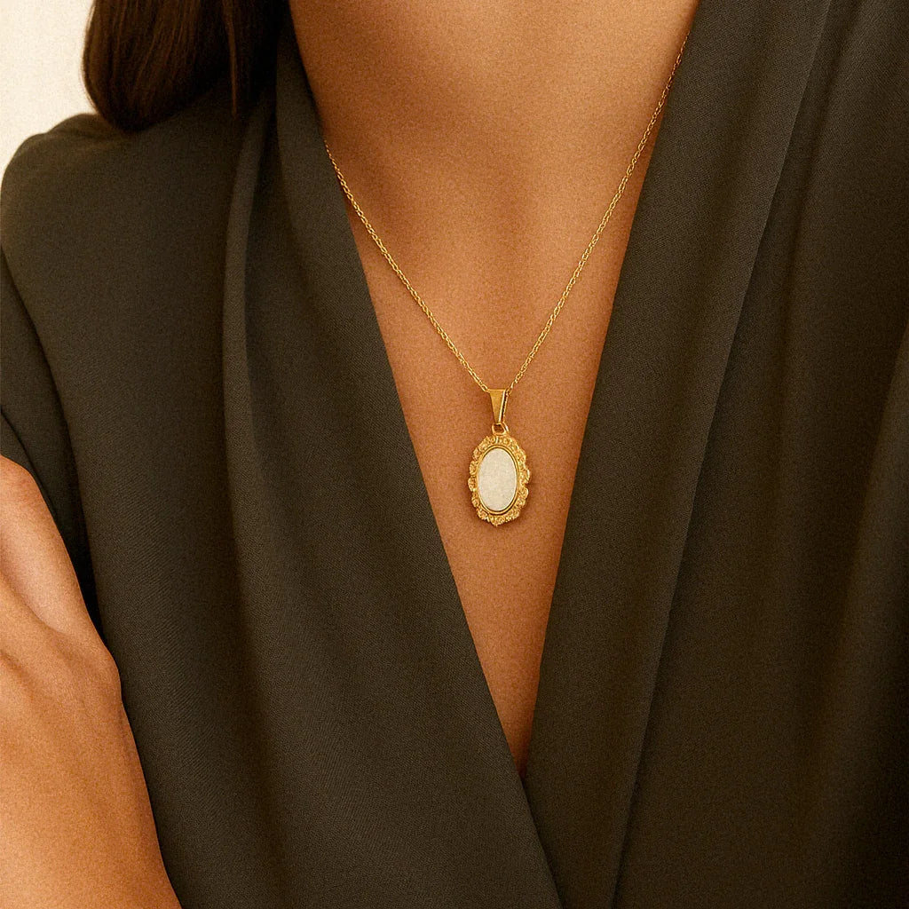 [Echo Fine]Roselle Vintage Mother Of Pearl Pendant
