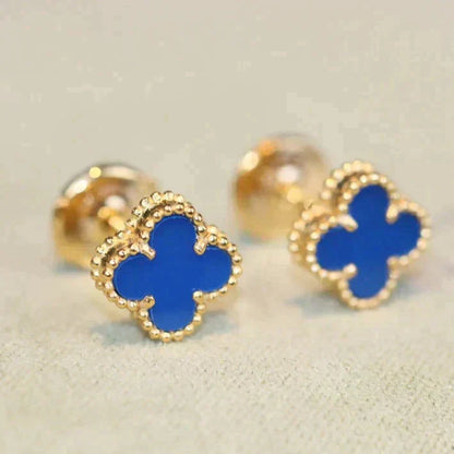 [ECHO ]CLOVER MINI 9.5MM BLUE AGATE EARRINGS