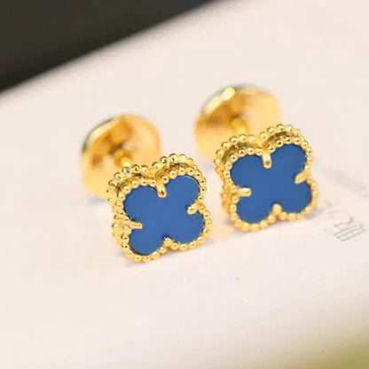 [ECHO ]CLOVER MINI 9.5MM BLUE AGATE EARRINGS
