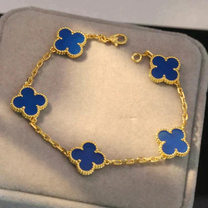 [ECHO ] CLOVER 5 MOTIF BLUE AGATE BRACELET COLLECTION