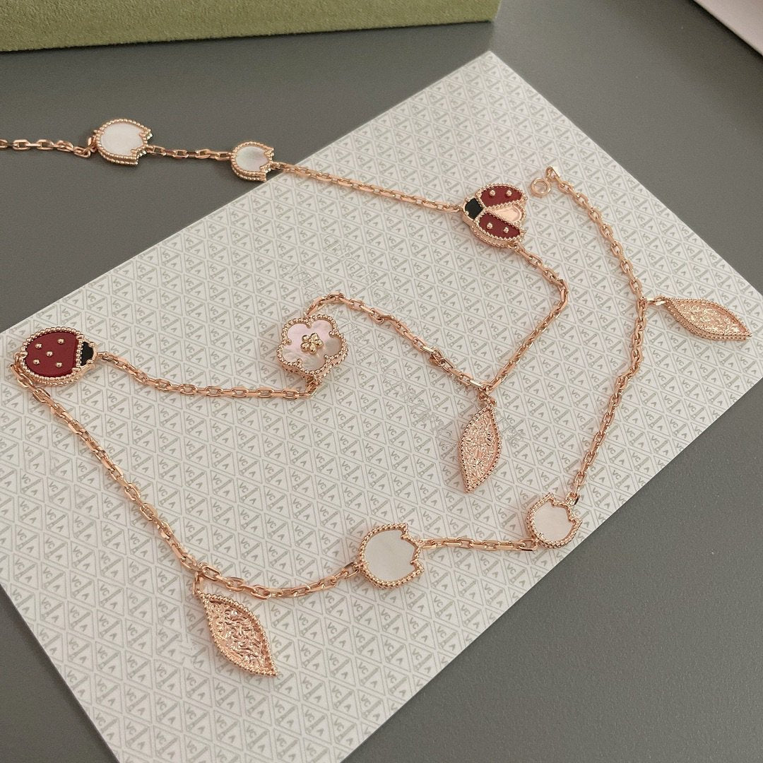 [ECHO ]LUCKY SPRING 15 MOTIFS ROSE GOLD NECKLACE