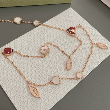 [ECHO ]LUCKY SPRING 15 MOTIFS ROSE GOLD NECKLACE