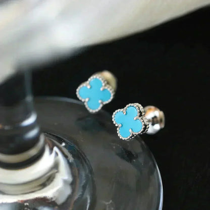 [ECHO ]CLOVER MINI TURQUOISE SILVER STUD EARRINGS