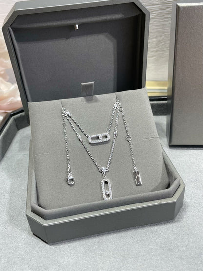 [ECHO]MOVE 2 ROW DIAMOND NECKLACE