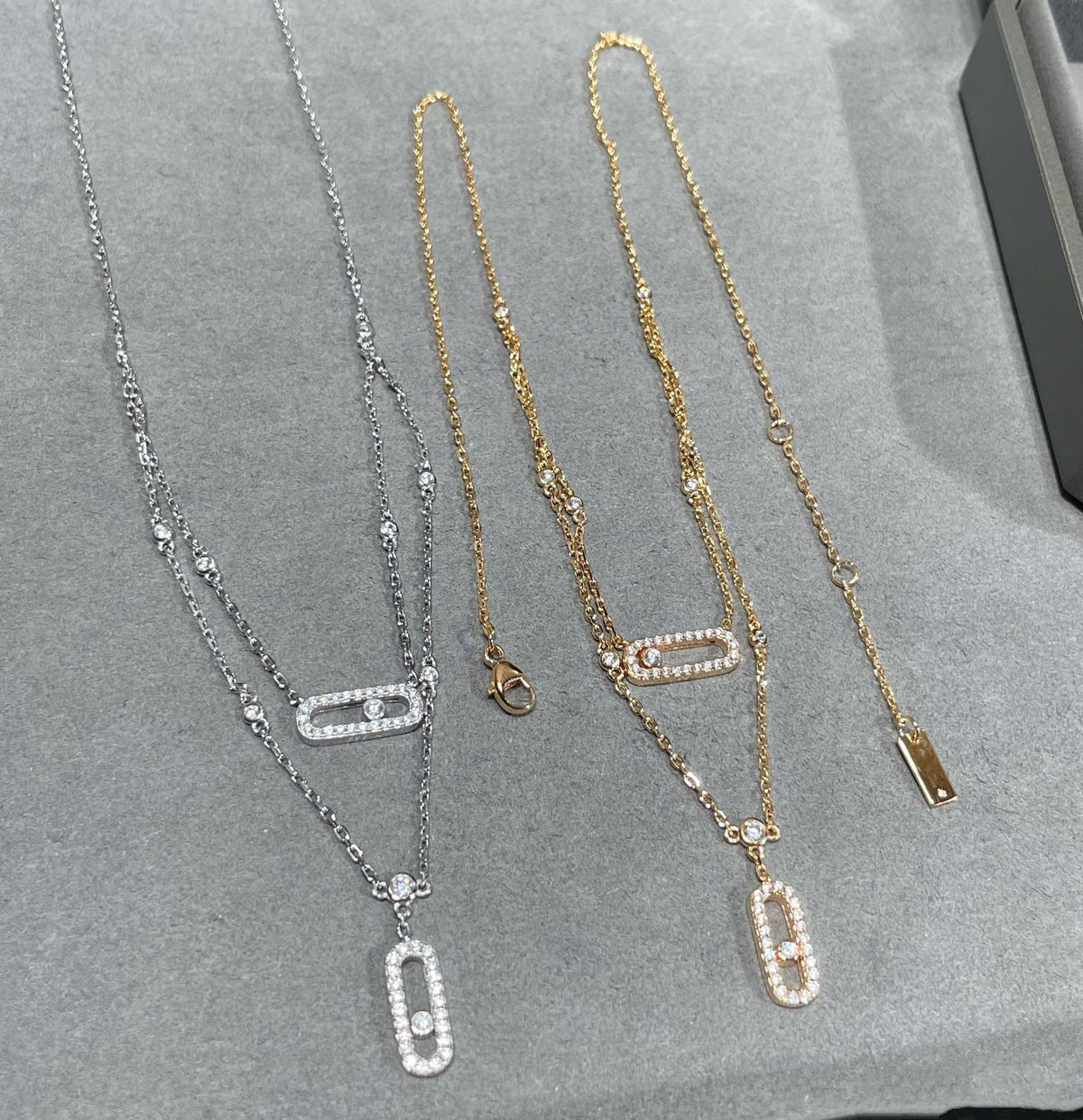 [ECHO]MOVE 2 ROW DIAMOND NECKLACE