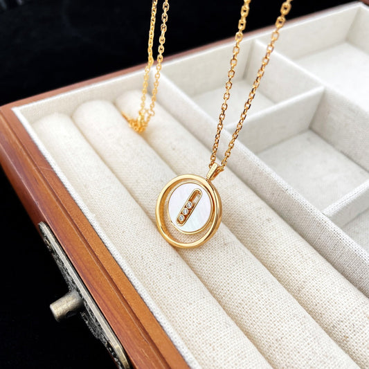 [ECHO]LUCKY MOVE MOP PINK GOLD NECKLACE