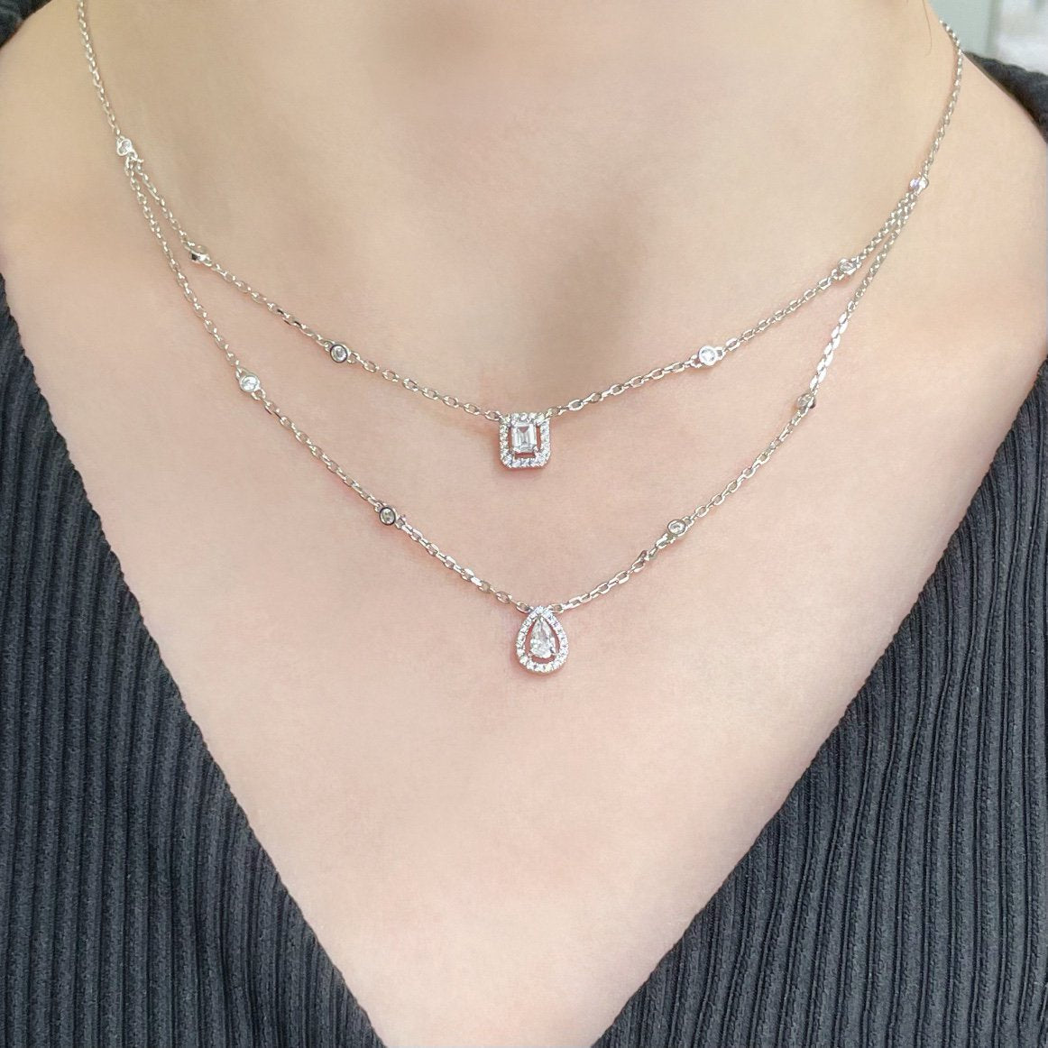 [ECHO]MY TWIN 2 ROW DIAMOND NECKLACE
