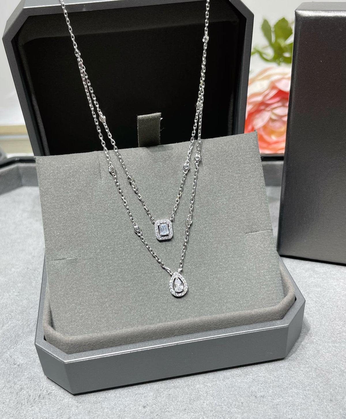 [ECHO]MY TWIN 2 ROW DIAMOND NECKLACE