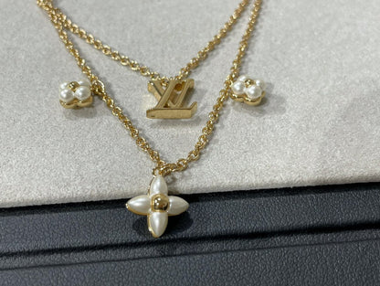 [ECHO ]FLOWERGRAM GOLD MOP DOUBLE ROW NECKLACE