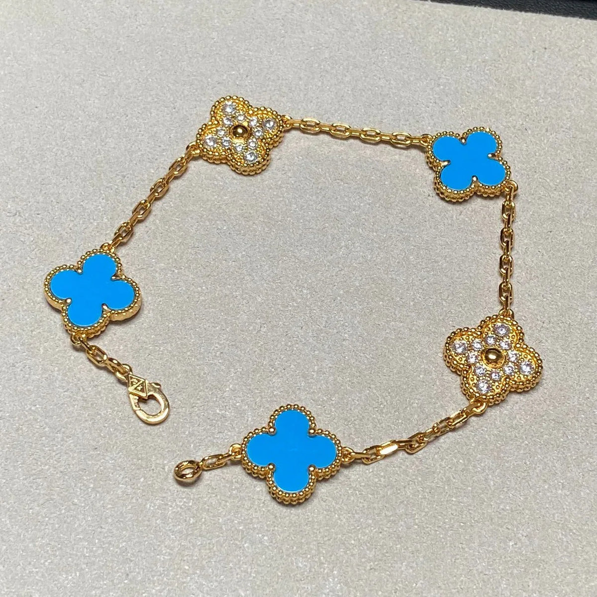 [ECHO ] CLOVER 5 MOTIF BLUE AGATE BRACELET COLLECTION