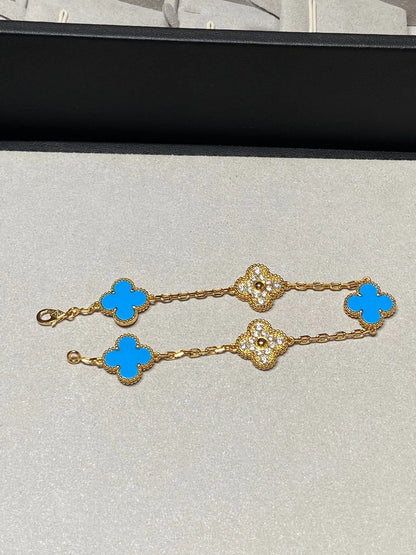 [ECHO ] CLOVER 5 MOTIF BLUE AGATE BRACELET COLLECTION