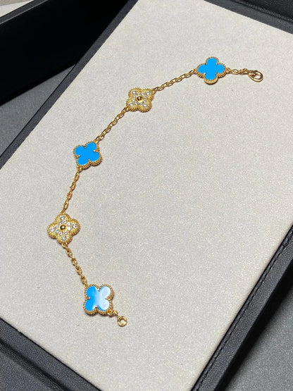 [ECHO ] CLOVER 5 MOTIF BLUE AGATE BRACELET COLLECTION