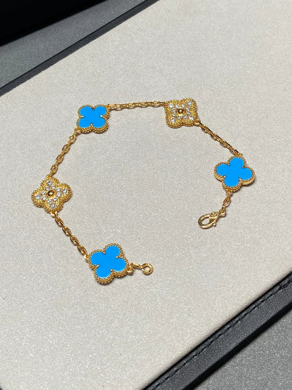 [ECHO ] CLOVER 5 MOTIF BLUE AGATE BRACELET COLLECTION