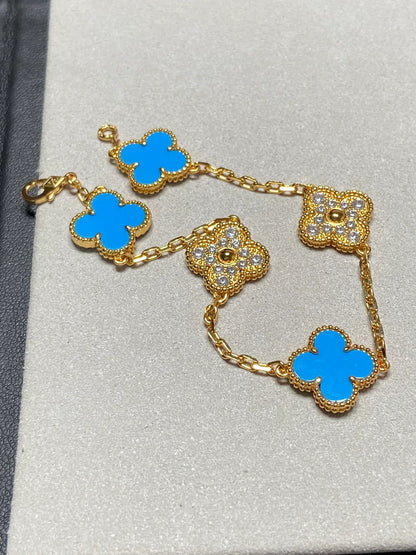 [ECHO ] CLOVER 5 MOTIF BLUE AGATE BRACELET COLLECTION