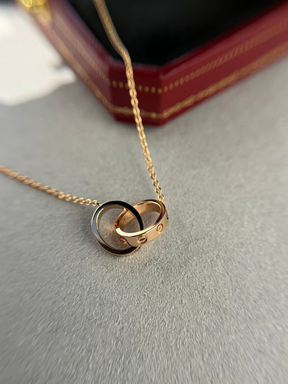 [ECHO ]LOVE NECKLACE DOUBLE RING PINK GOLD
