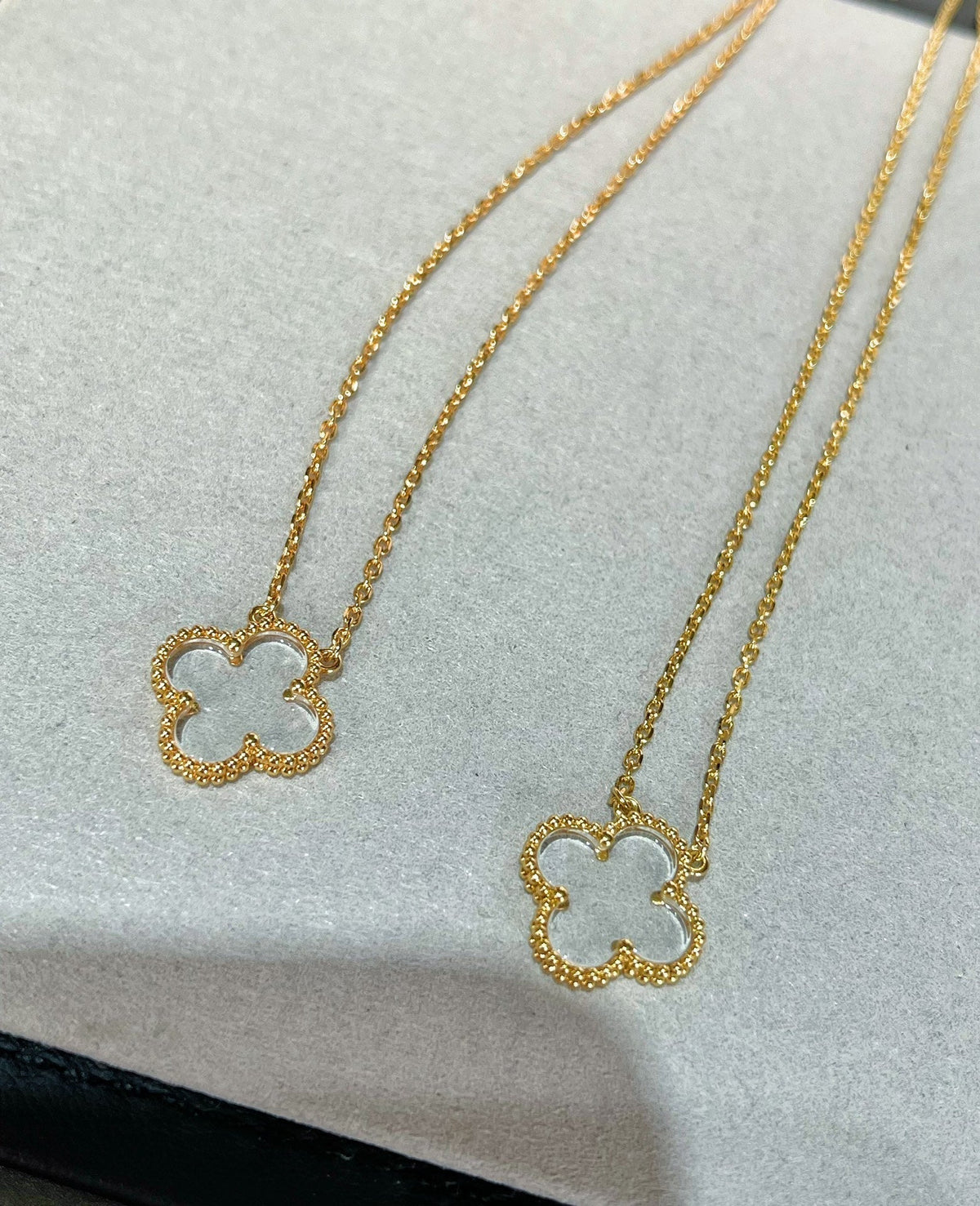 [ECHO ]CLOVER ROCK CRYSTAL ROSE GOLD NECKLACE