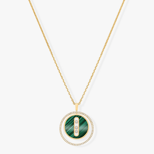 [ECHO]LUCKY MOVE 3 DIAMOND MALACHITE GOLD DIAMOND NECKLACE