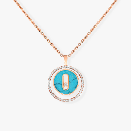 [ECHO]LUCKY MOVE 1 DIAMOND TURQUOISE PINK GOLD DIAMOND NECKLACE