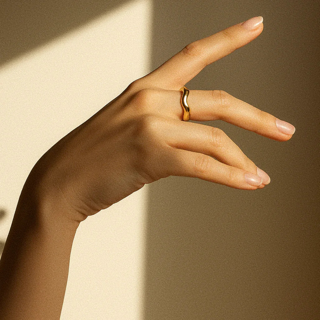 [Echo Fine]Lunaria Gold Wave Ring