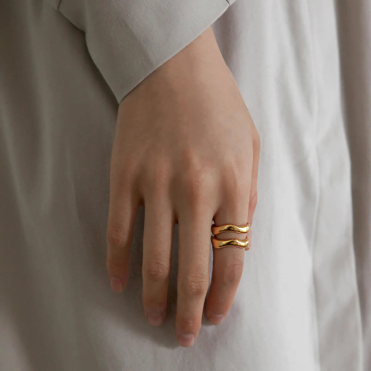 [Echo Fine]Lunaria Gold Wave Ring