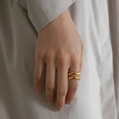 [Echo Fine]Lunaria Gold Wave Ring