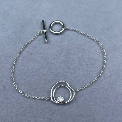 [ECHO ]HOLLOW HEART SINGLE DIAMOND BRACELET