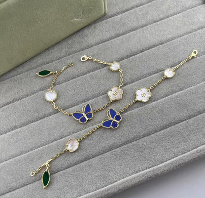 [ECHO ]LUCKY SPRING GOLD BLUESTONE WHITE MOTHER-OF-PEARL BRACELET
