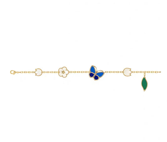 [ECHO ]LUCKY SPRING GOLD BLUESTONE WHITE MOTHER-OF-PEARL BRACELET