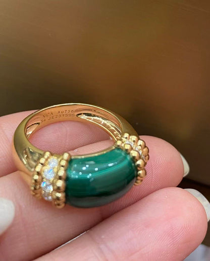 [ECHO]PERLEE COLLECTION 18K YELLOW GOLD MALACHITE DIAMOND RING