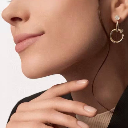 [ECHO ]NAIL COLLECTION DIAMOND SET DOUBLE HOOP EARRINGS