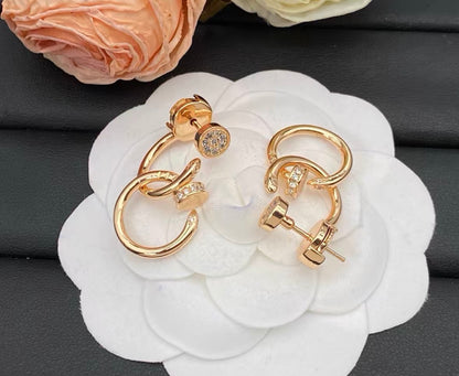 [ECHO ]NAIL COLLECTION DIAMOND SET DOUBLE HOOP EARRINGS