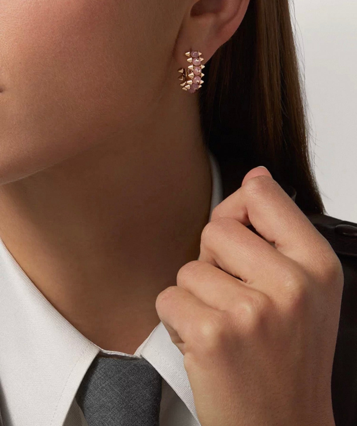 [ECHO ]CLASH COLLECTION AGATE CHALCEDONY STUD EARRINGS