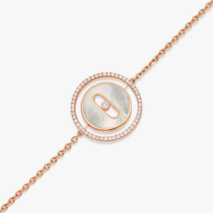 [ECHO]LUCKY MOVE WHITE MOTHER OF PEARL PINK GOLD DIAMOND BRACELET
