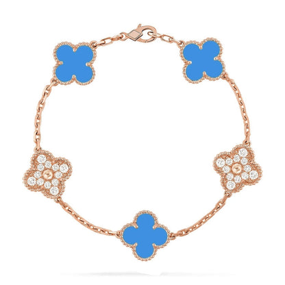[ECHO ] CLOVER 5 MOTIF BLUE AGATE BRACELET COLLECTION