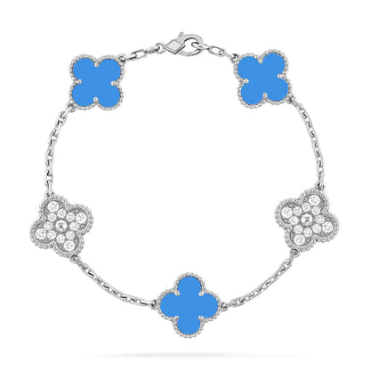 [ECHO ] CLOVER 5 MOTIF BLUE AGATE BRACELET COLLECTION