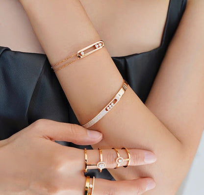 [ECHO]Move Noa Rose Gold Pavé Diamond Bangle Bracelet
