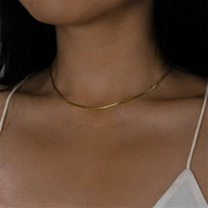 [Echo Fine]Danica Box Chain Gold Necklace