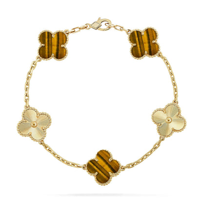 [ECHO ] CLOVER 5 MOTIFS TIGER EYE BRACELET COLLECTION