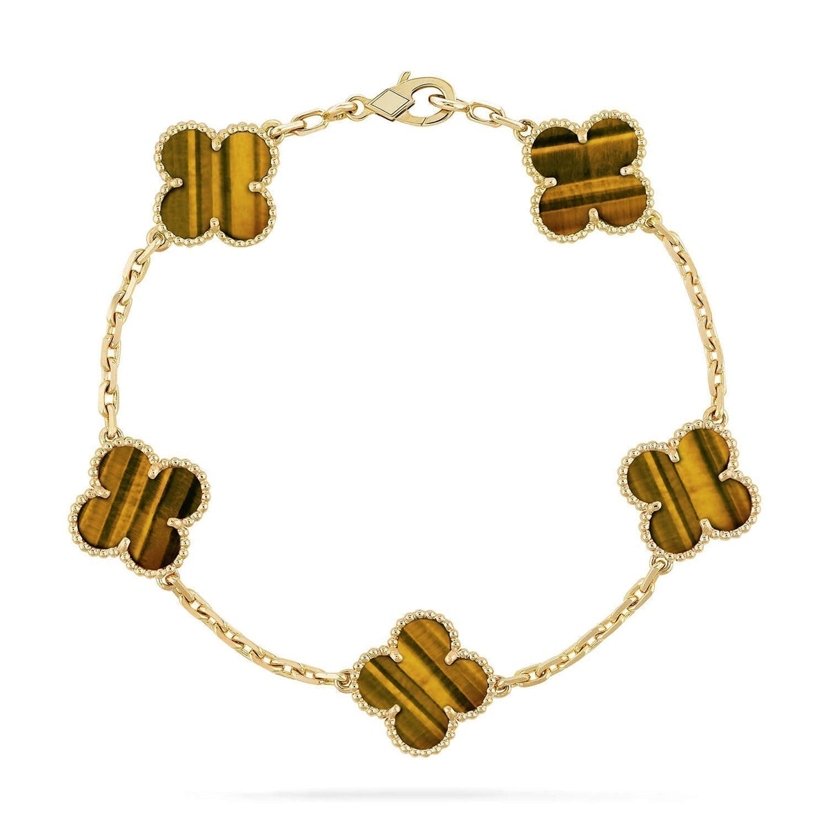 [ECHO ]CLOVER  5 MOTIFS TIGER EYE BRACELET