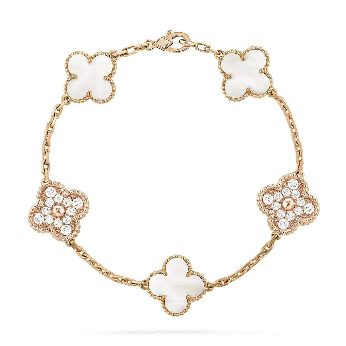 [ECHO ]CLOVER BRACELET 5 MOTIF WHITE MOP DIAMOND