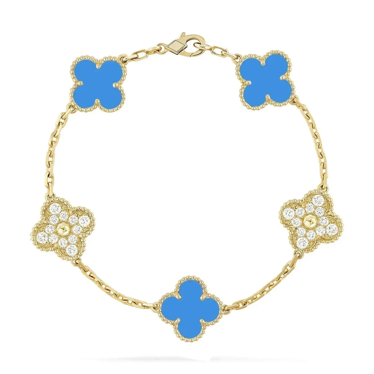 [ECHO ] CLOVER 5 MOTIF BLUE AGATE BRACELET COLLECTION