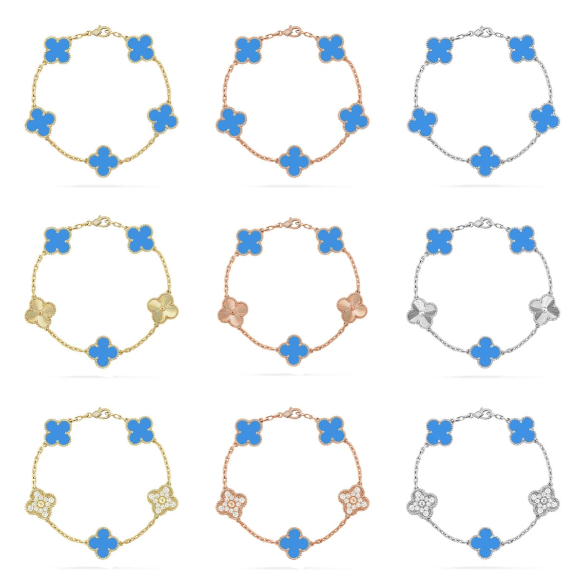 [ECHO ] CLOVER 5 MOTIF BLUE AGATE BRACELET COLLECTION