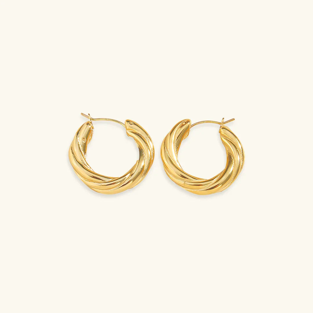 [Echo Fine]Denisse Twisted Hoop Earrings