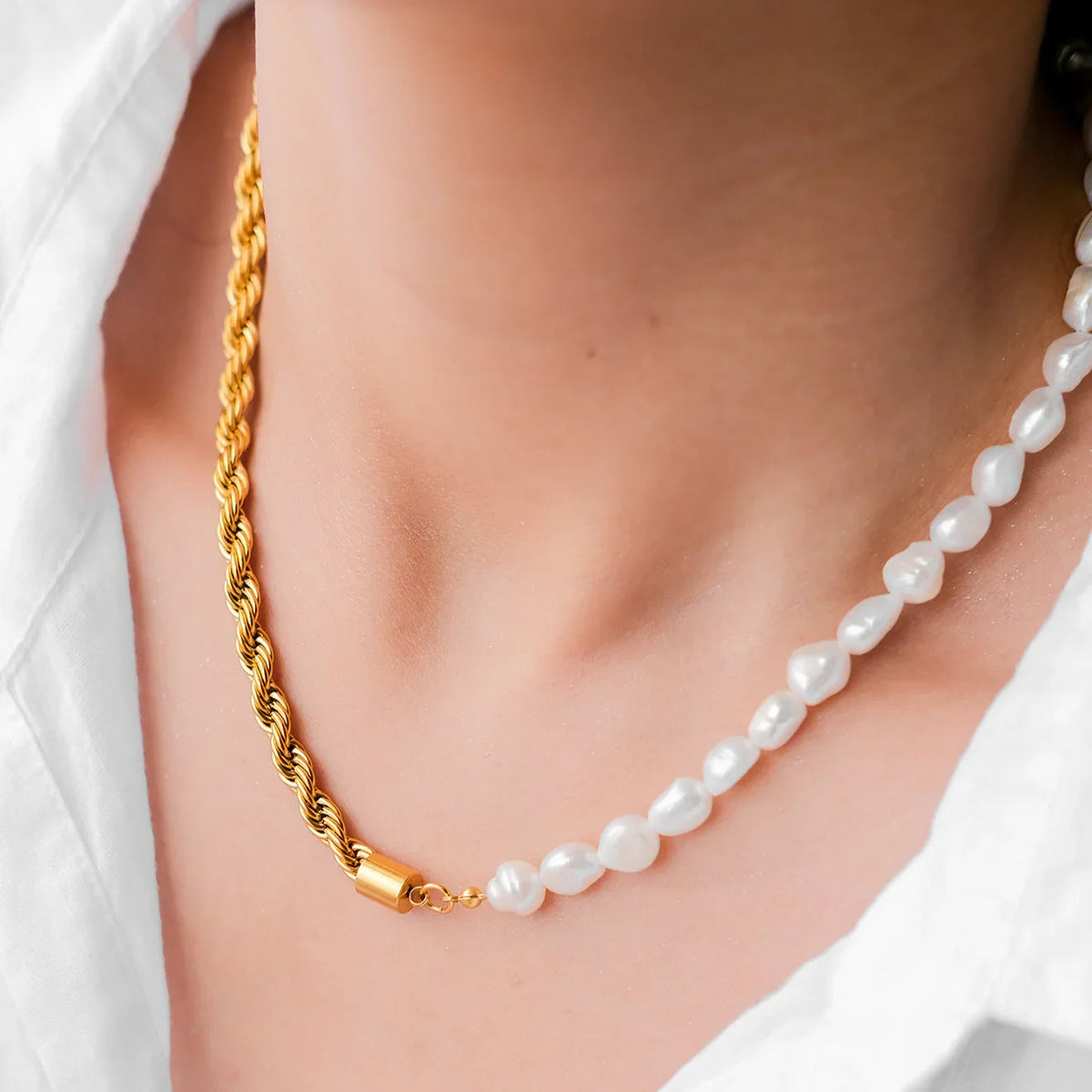 [Echo Fine]Dualia Gold Pearl Necklace