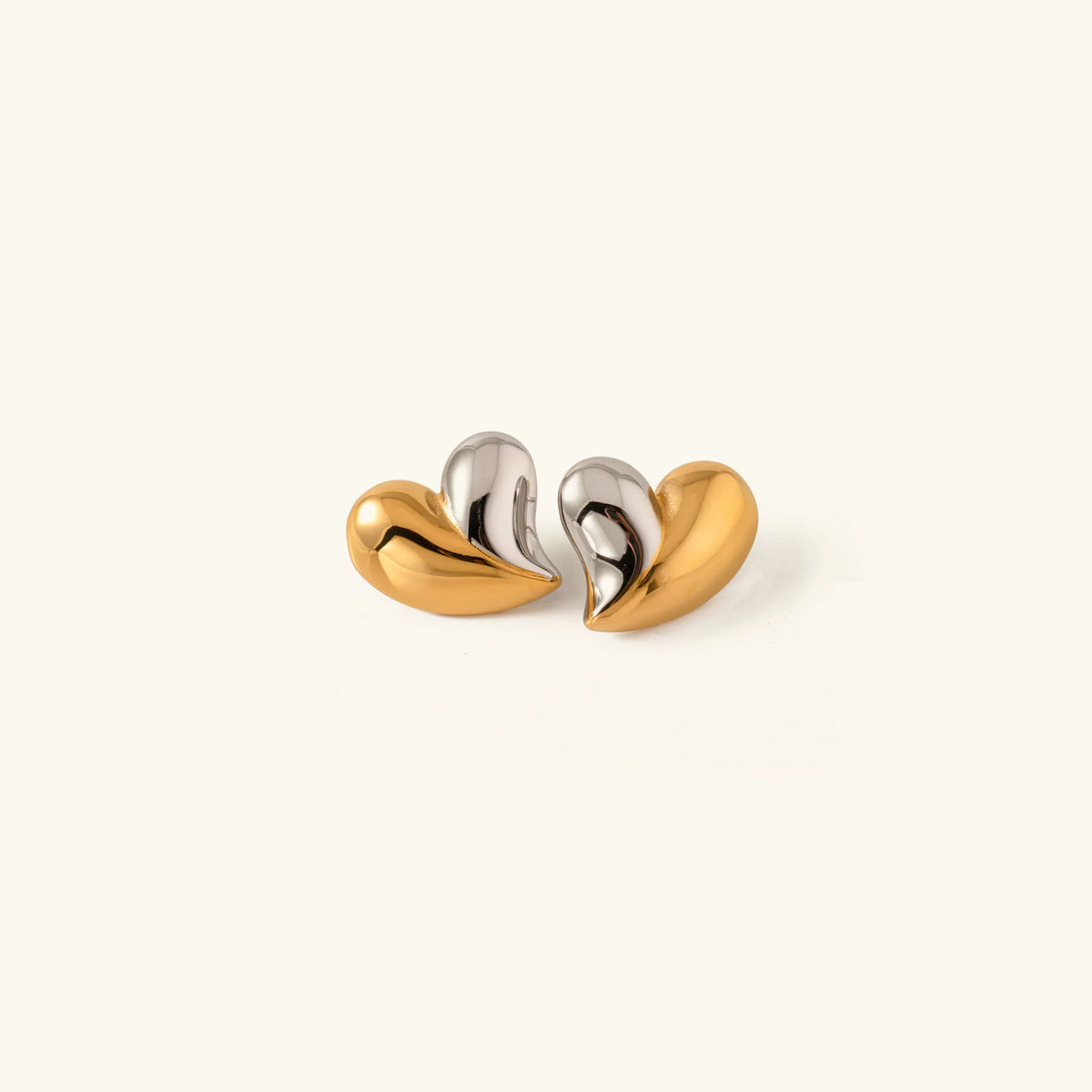 [Echo Fine]Dorothea Two Tone Heart Earrings